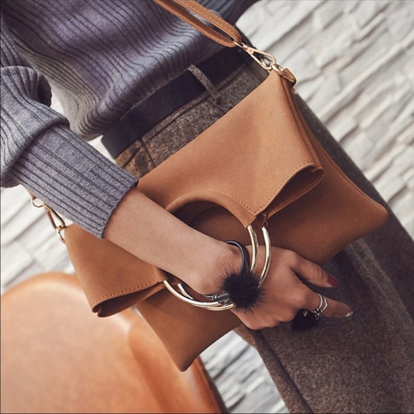 Handbags - 🎉Host Pick!🎉 ‘Hannah’ Fold Over Ring Bag-Cognac